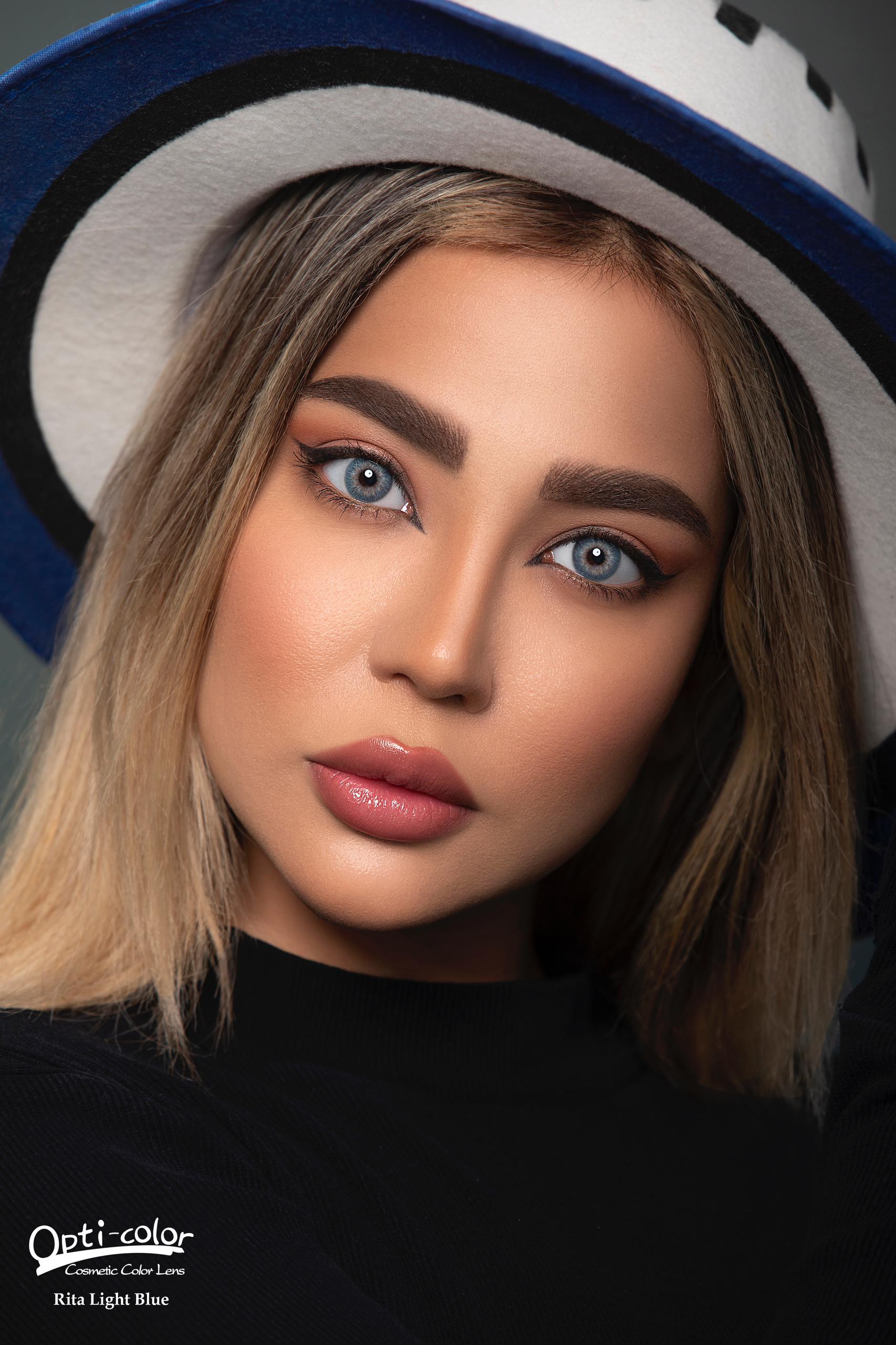 لنز رنگی اپتی کالر ریتا لایت بلو OPTI COLOR RITA LIGHT BLUE