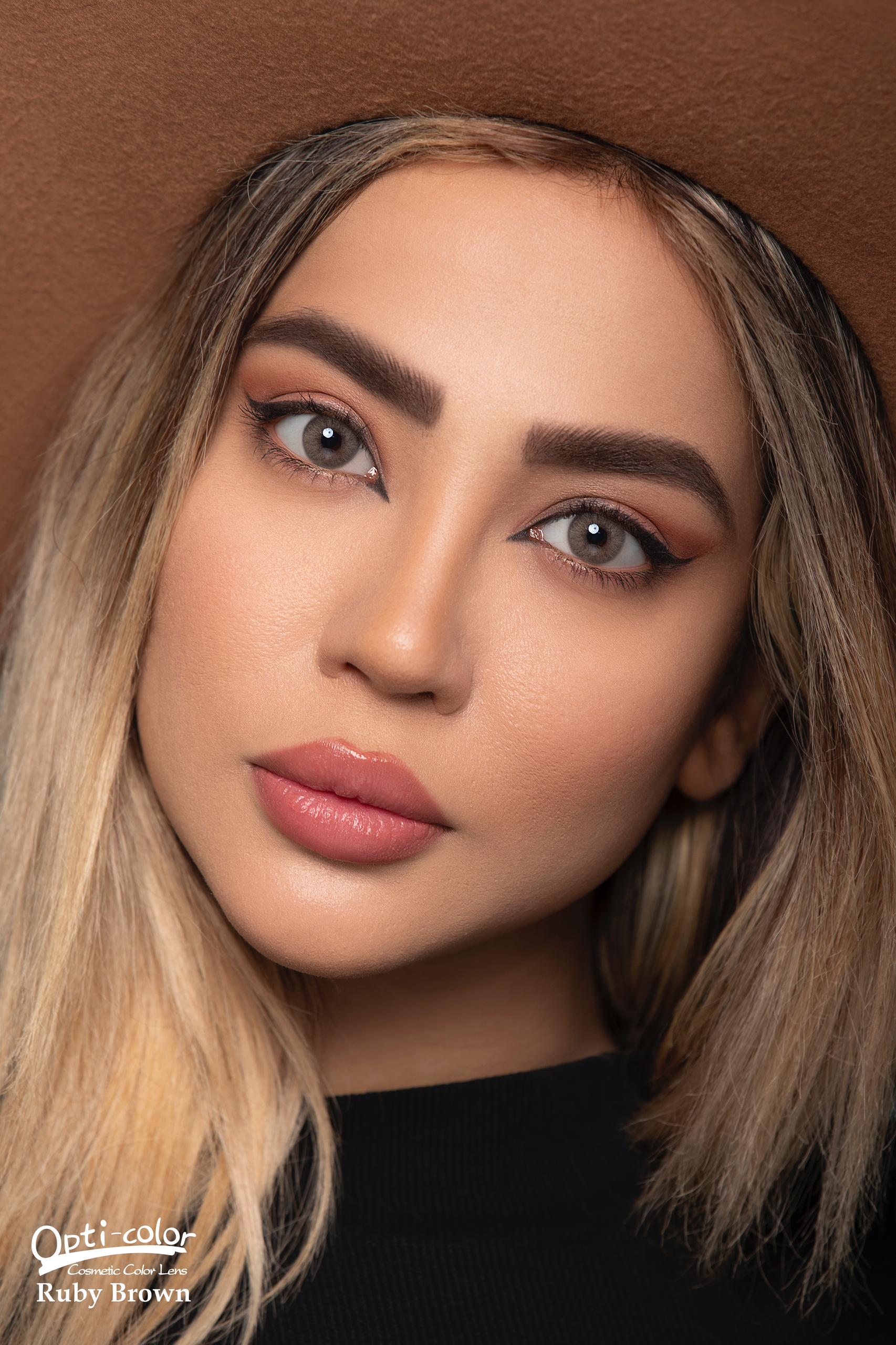 لنز رنگی اپتی کالر رابی براون OPTI COLOR RUBY BROWN